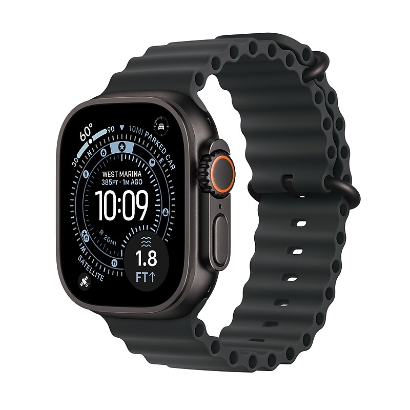 Apple Watch Ultra 3 GPS + Cellular Smartwatch, 49mm, Black Titanium Case with Black Ocean Band (MF0J4LW/A) image 1