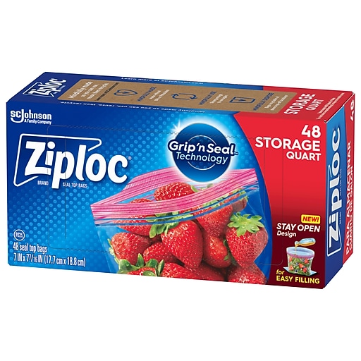 Ziploc Storage Bags, Quart, 48/Box (314469)