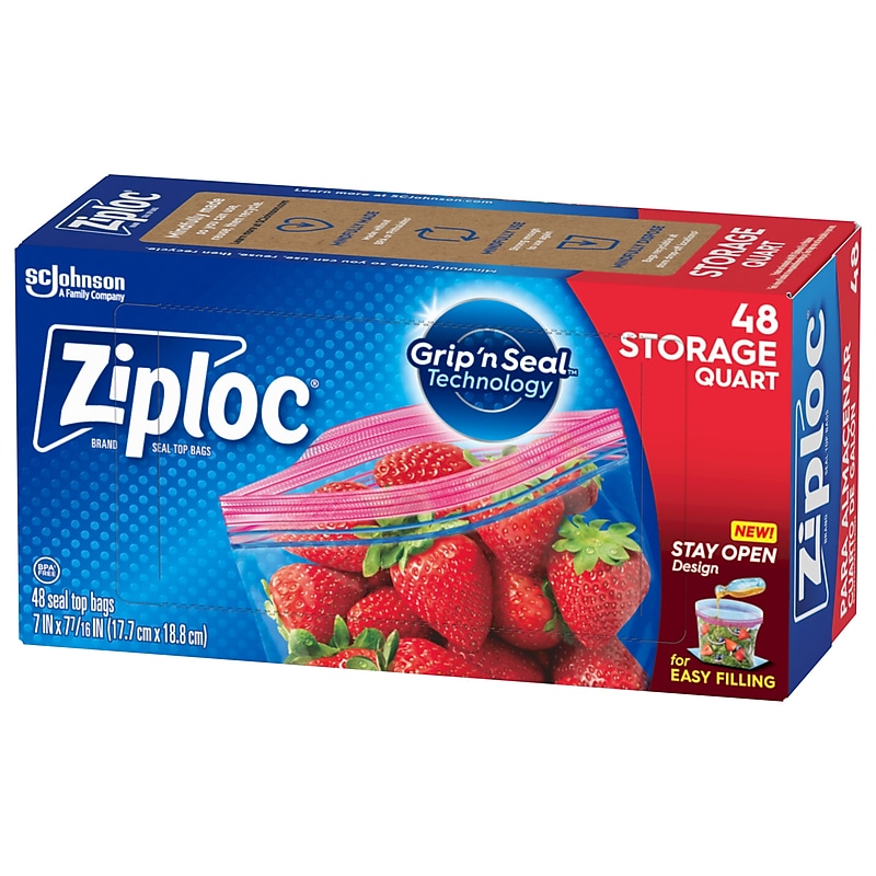Ziploc Storage Bags, Quart, 48/Box (314469) image 1