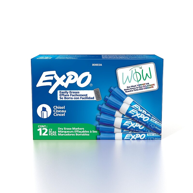 Expo Tank Dry Erase Markers, Chisel Tip, Blue, 12/Pack (80003) image 1