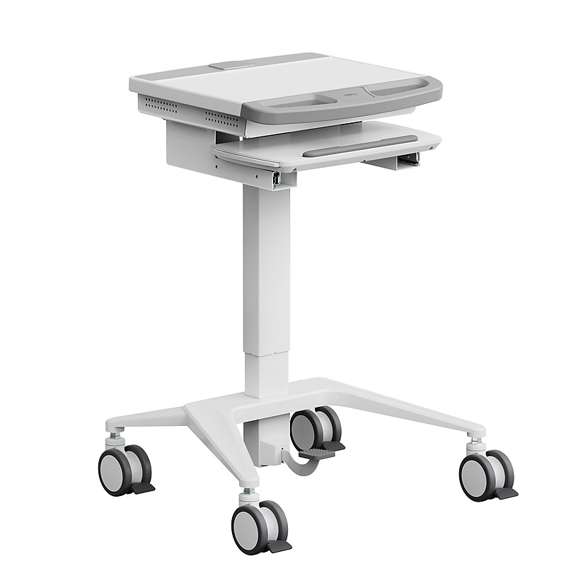 Mount-It! MedHub Mobile Medical Cart Workstation with Locking Caster Wheels, White/Grey (MI-16003) image 1