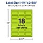 Avery Printable Rectangle Multipurpose Labels, 1-1/4" x 2-3/8", Bright Green, 720/Pack (94227)~#|#~7D85D394-8507-4F16-B1E7227C1317F1CD_sc7