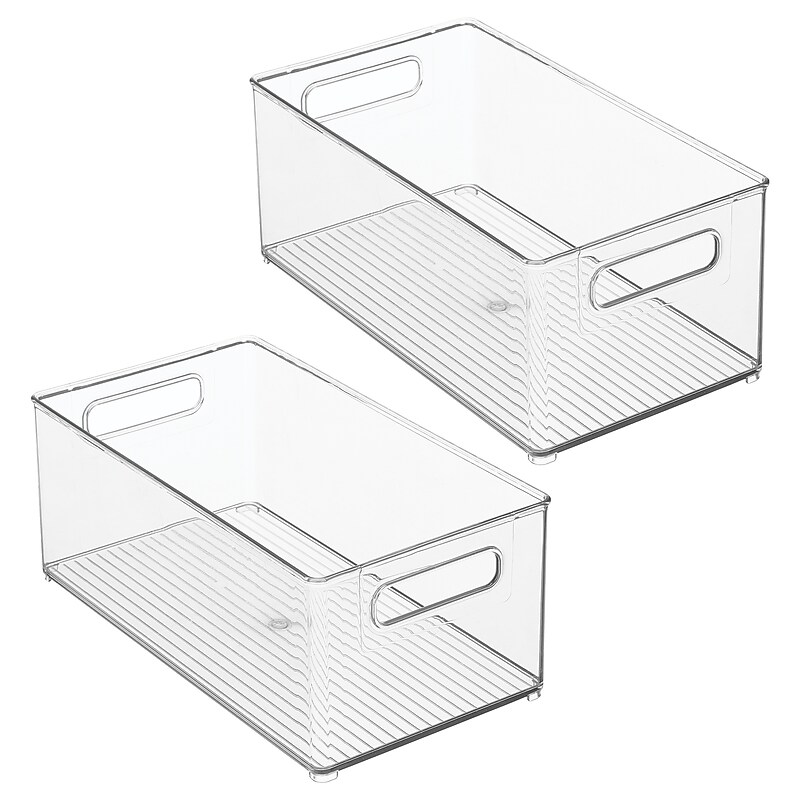 iDESIGN Medium Stackable Plastic Storage Bin, Clear, 2/Pack (29014M2) image 1