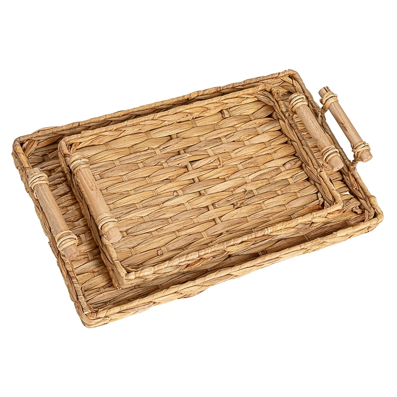 Household Essentials Handwoven Water Hyacinth Rectangular Tray Set (HE1182) image 1