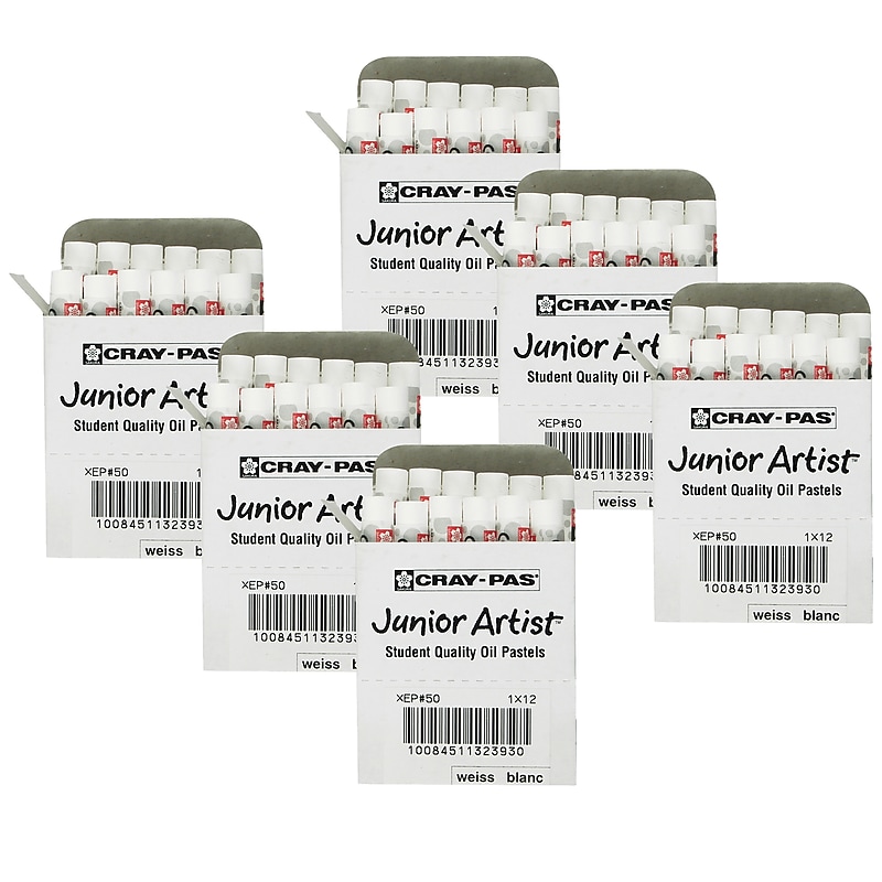 Sakura Cray-Pas Junior Artist Oil Pastels, White, 12/Pack, 6 Packs/BUndle (SAKXEP050-6) image 1