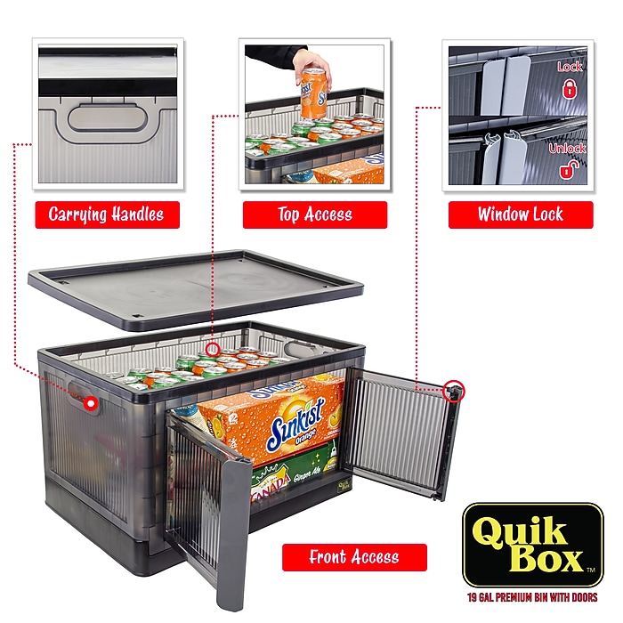 Dbest Quik Box Premium Large Stackable Folding Plastic Storage Bin