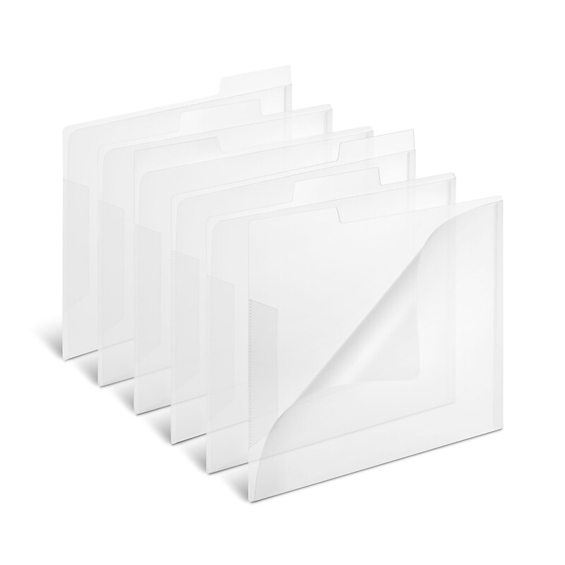 Staples File Folder, 3 Tab, Letter Size, Translucent Clear, 6/Pack (TR11863) image 1