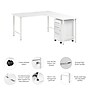 Bush Business Furniture Hustle 60"W L Shaped Computer Desk with 3 Drawer Mobile File Cabinet, White (HUS006WH)~#|#~7DA10387-403E-4445-94AE66D3E33E5B26_sc7