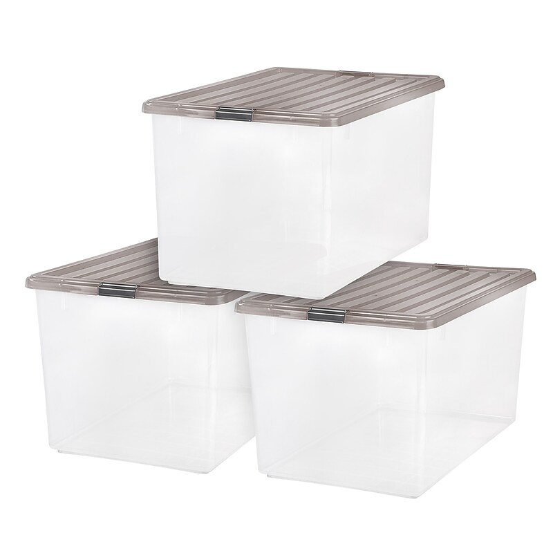 Iris 144 Quart Storage Container with Lid, Plastic, Gray, 3/Pack (500254) image 1
