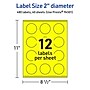 Avery Laser/Inkjet Round Multipurpose Labels, 2" Dia., Neon Yellow, 480/Pack (94501)~#|#~7DB4CAAE-B126-425F-B05C023D8D9EB5BD_sc7