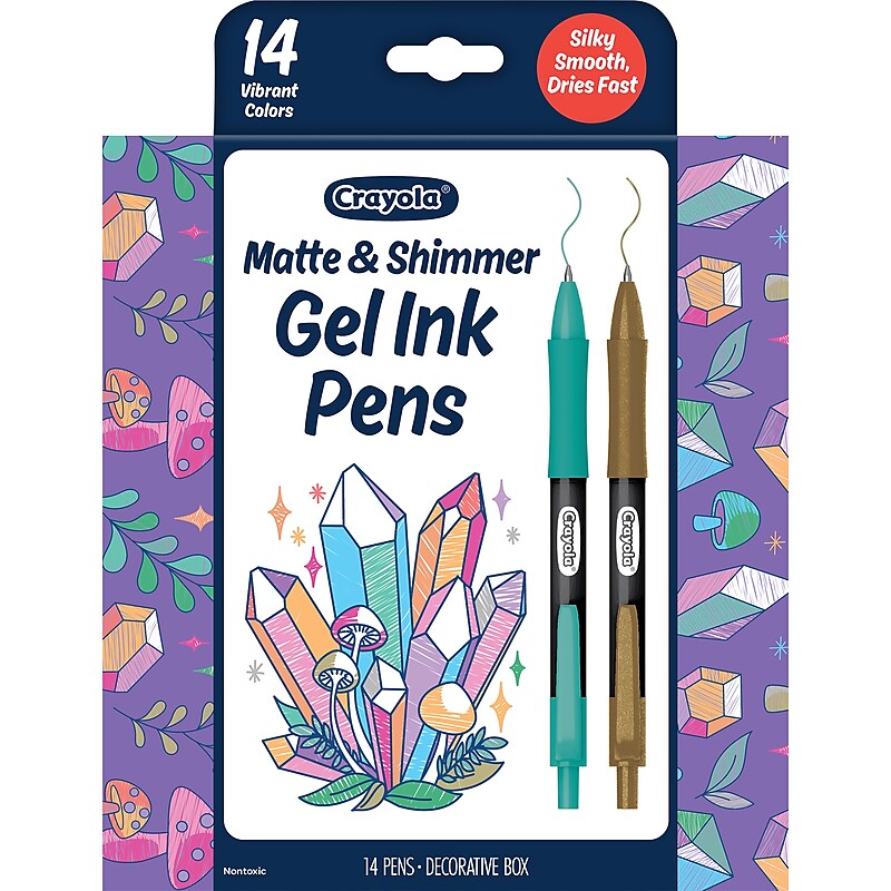 Crayola Matte & Shimmer Retractable Gel Pen, Assorted Ink, 14/Pack (BIN586752) image 1