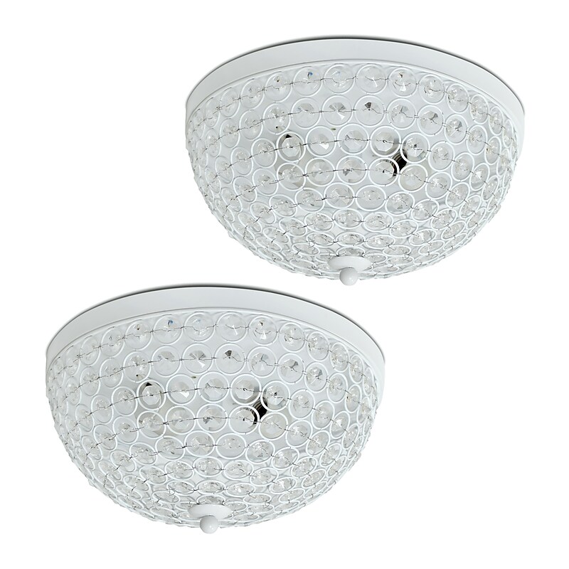 Lalia Home Crystal Glam 2 Light Ceiling LED Flush Mount, White, 2/Set (LHM-2000-WH-2PK) image 1