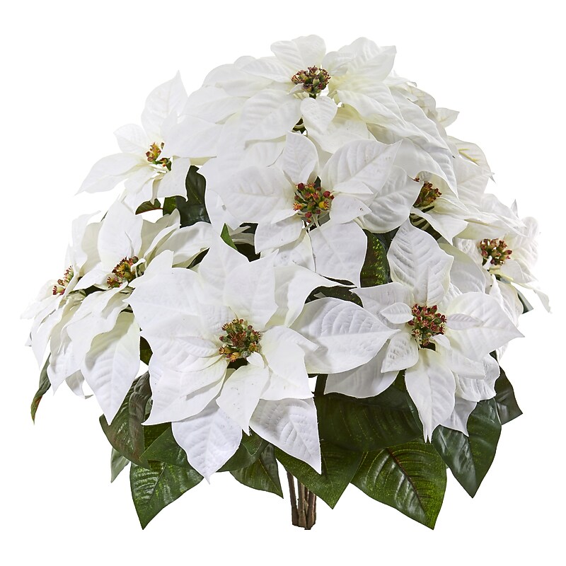 Nearly Natural Artificial Poinsettia Plant, 24", 2/Set (6271-S2) image 1