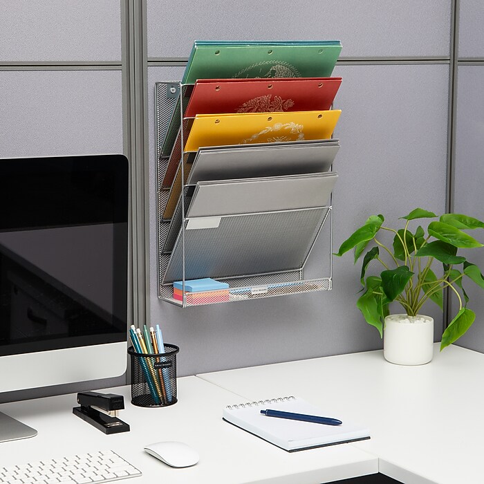 Mind Reader 5-Pocket Metal Mesh Mountable Wall File, Letter Size
