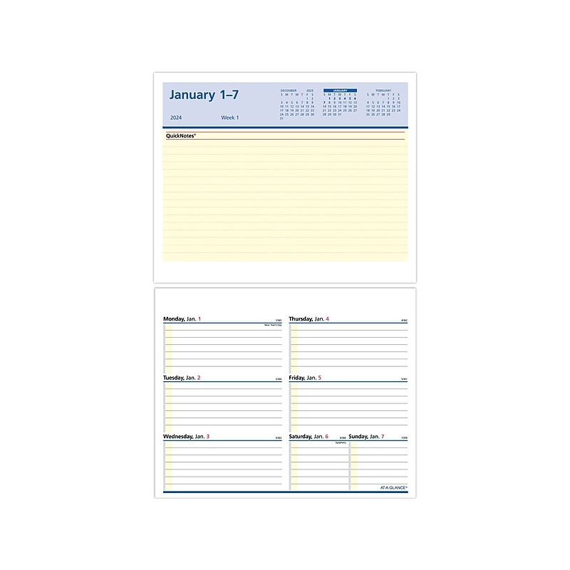 2024 AT-A-GLANCE QuickNotes Flip-A-Week 5.5" x 7" Weekly Calendar Refill, Multicolor (SW706-50-24) image 1
