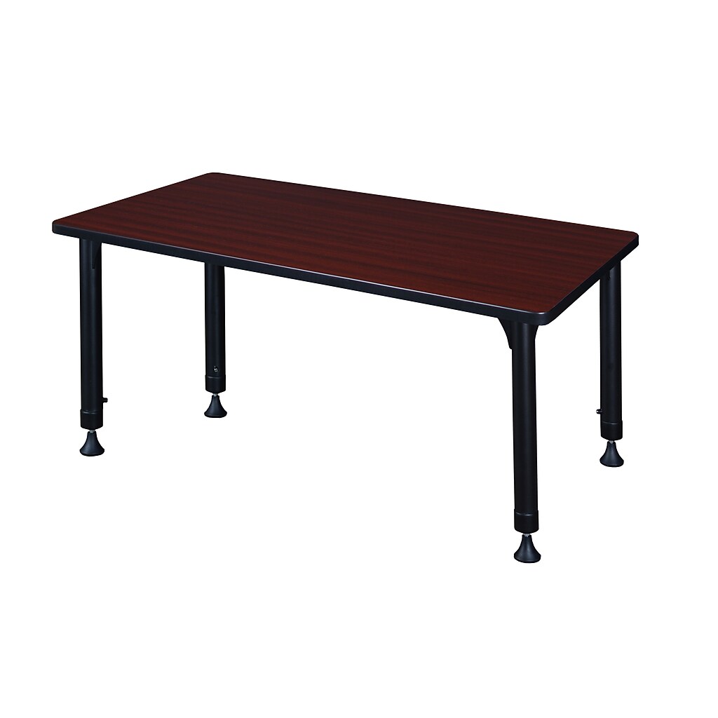 Side view of Regency rectangular table showing legs and adjustable height