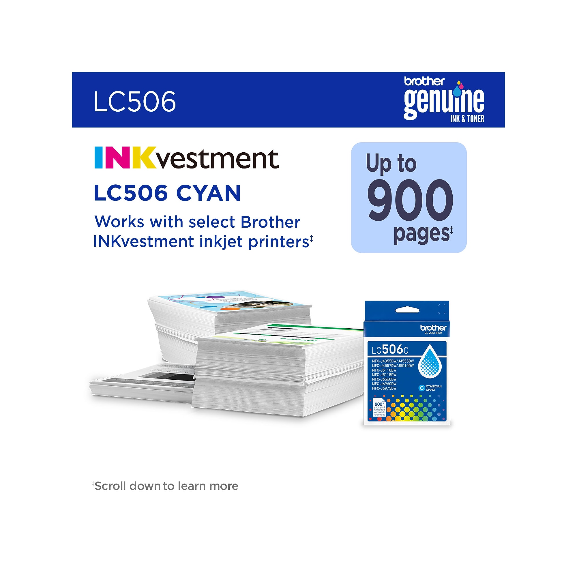 Brother LC506 Cyan Standard Yield Ink Cartridge, Prints Up to 900 Pages (LC506CS) Sansujyuku sansujyuku.com
