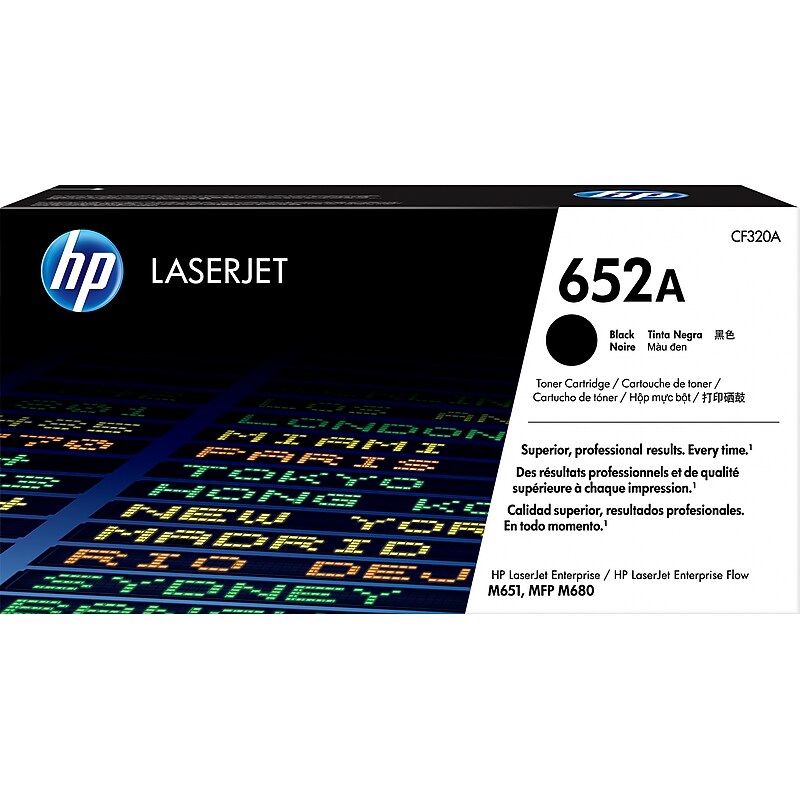 HP 652A Black Standard Yield Toner Cartridge, Prints Up to 11,500 Pages (CF320A) image 1