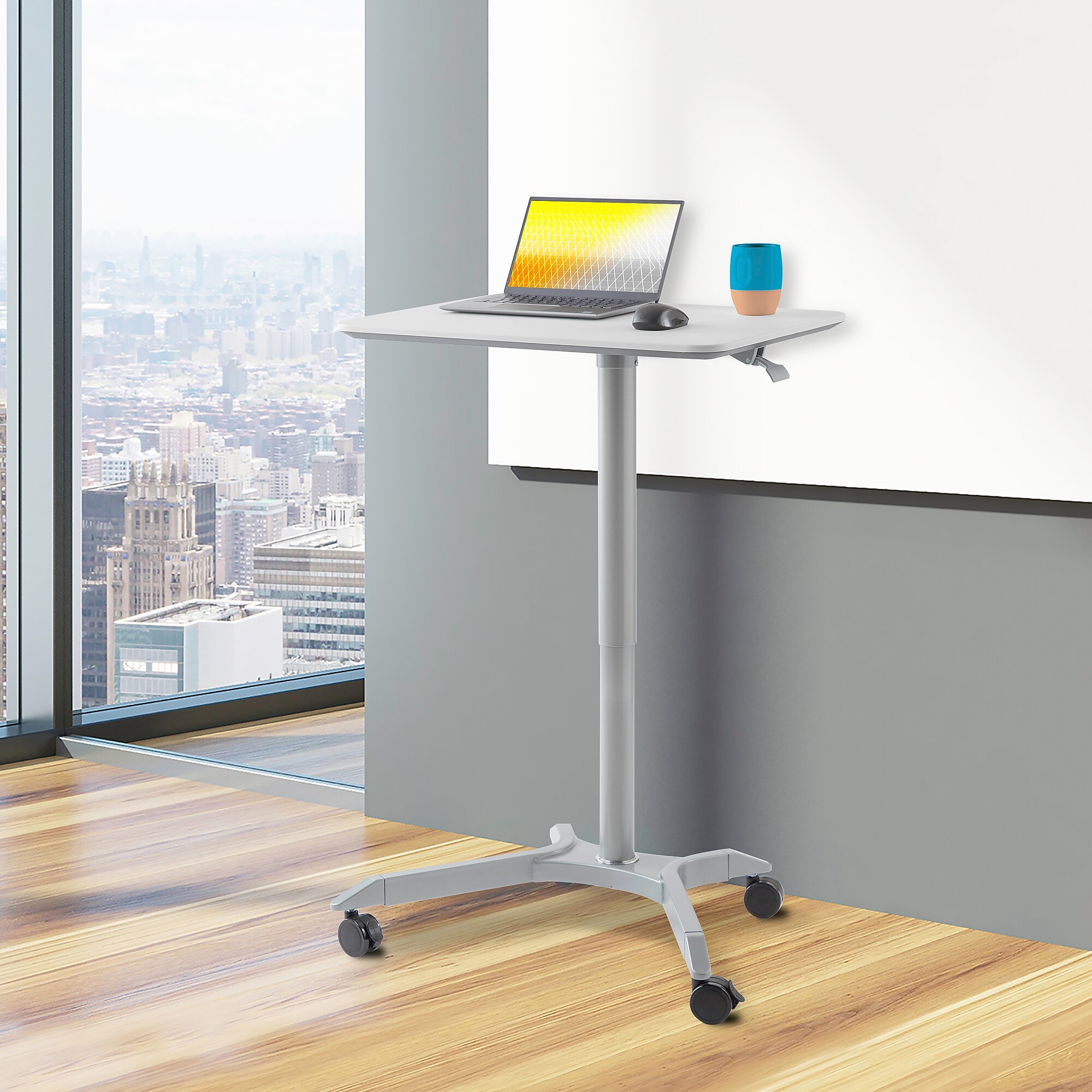 Seville Classics airLIFT XL 28″W Manual Rectangular Height Adjustable Mobile Sit-Stand Desk, White (OFF64801B) Sansujyuku sansujyuku.com