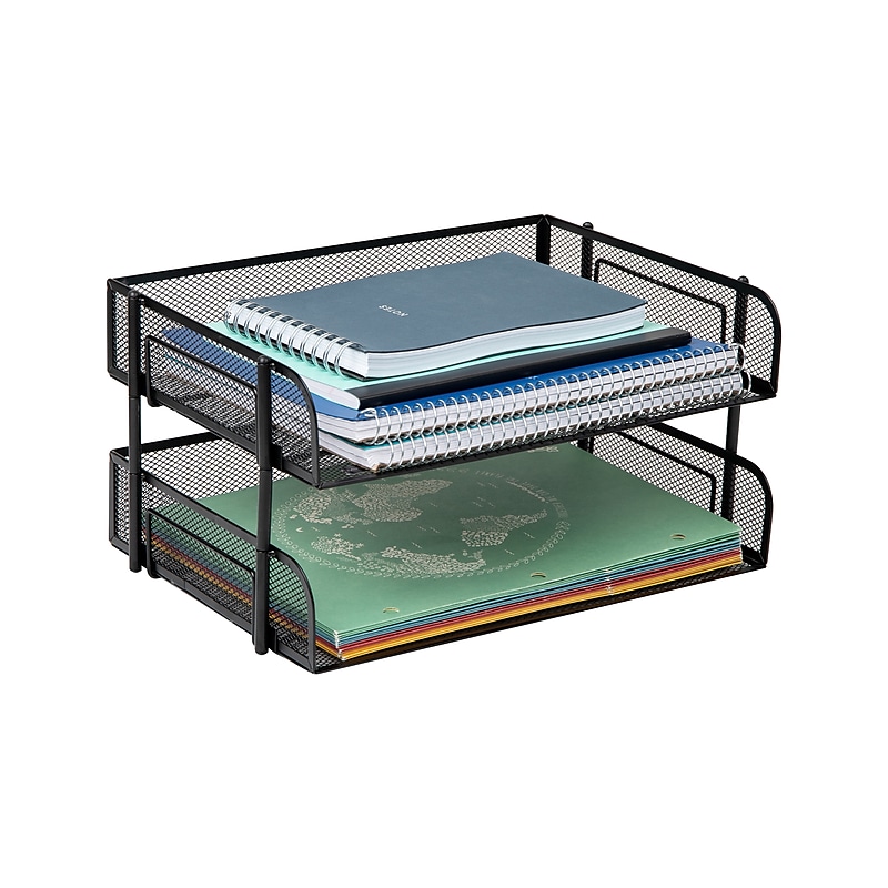 Mind Reader Metal Side Loading Stackable Letter Tray, Letter Size, Black (ESTACK2-BLK) image 1