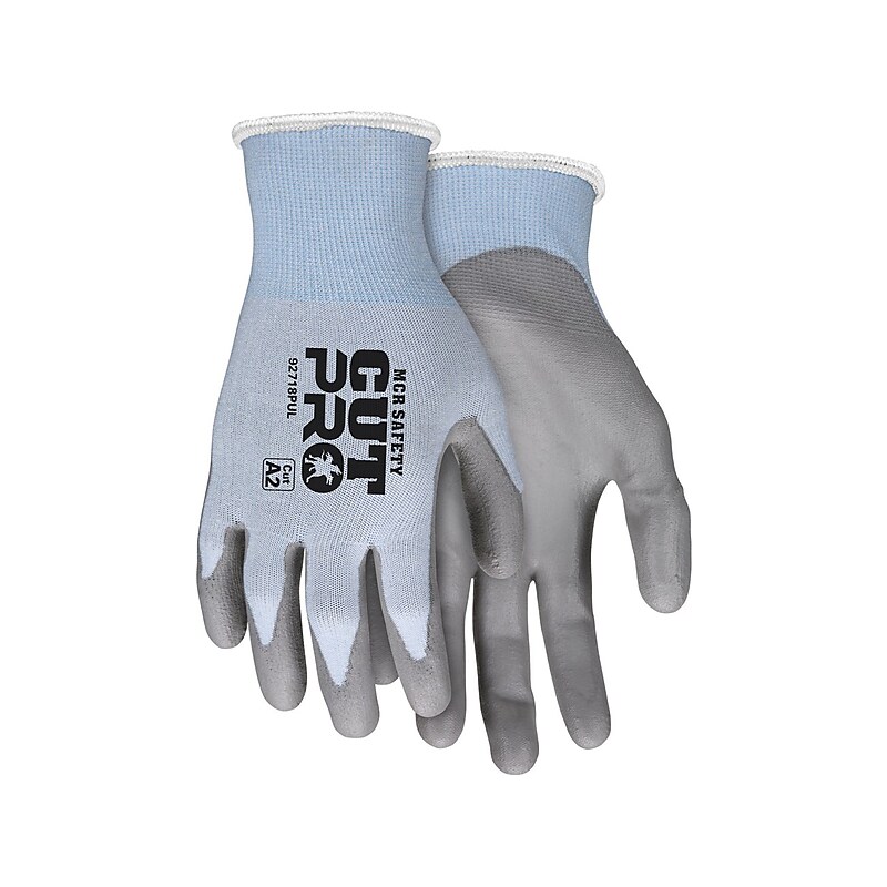 MCR Safety Cut Pro Hypermax Fiber/Polyurethane Work Gloves, Blue/Gray, L, Pair (92718PUL) image 1