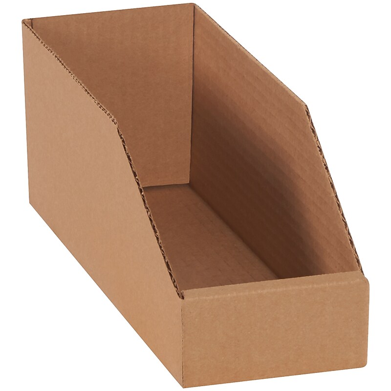 Partners Brand Corrugated Storage Bin, 12" x 4.5"x 4", Brown, 50/Bundle (BINMT412K) image 1