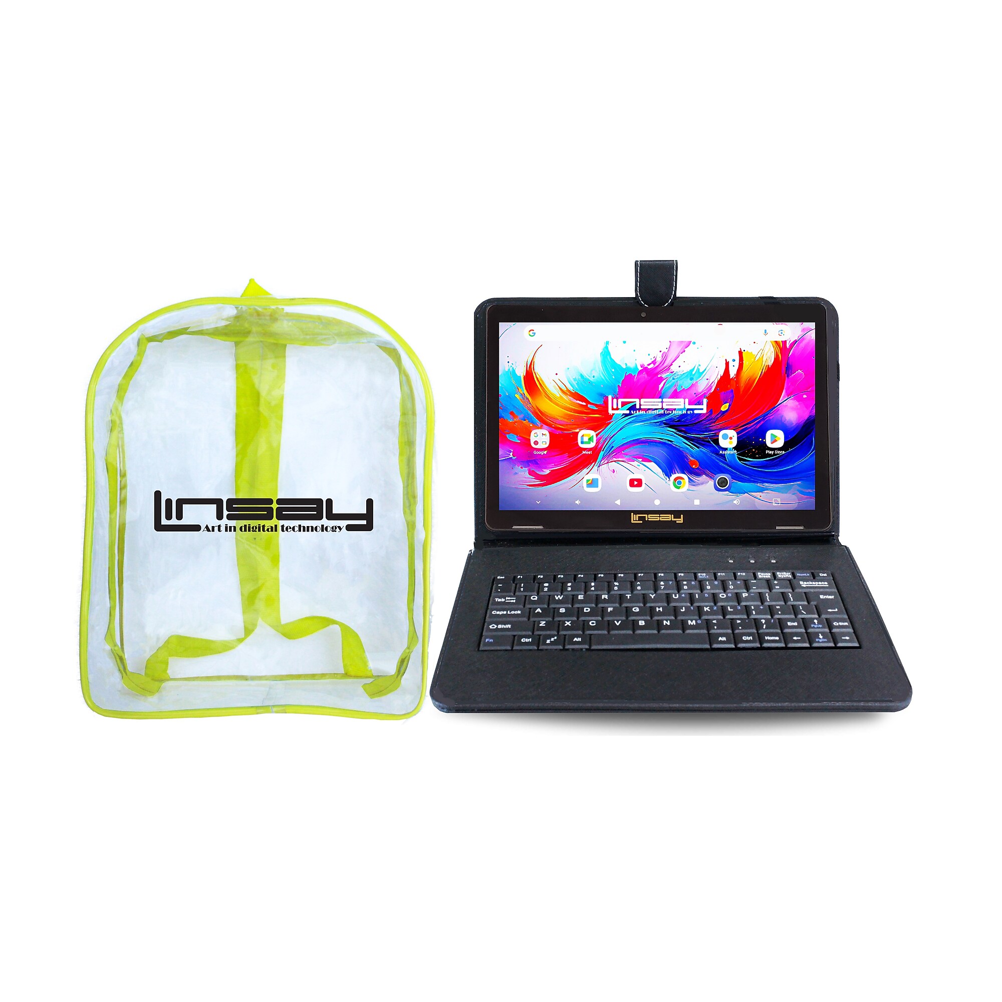 Linsay F10 Series 10.1″ Tablet, Wi-Fi, Octa Core, 256GB eMMC, Android 15, with Black Keyboard Case & Backpack (F10IPGKEYBAGPLUS) Sansujyuku sansujyuku.com