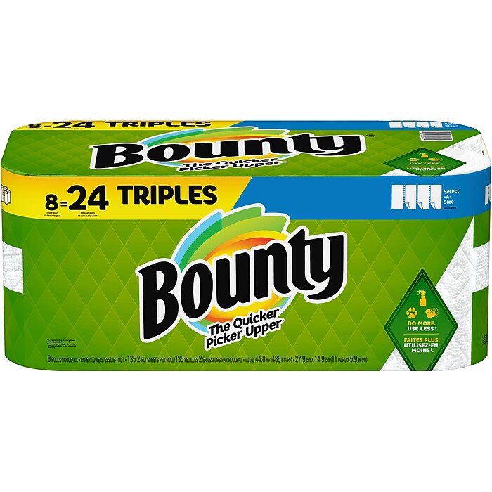 Bounty Select-a-Size Triple Roll Paper Towels, 2-Ply, 135 Sheets