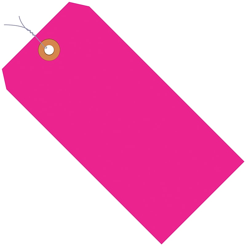 Pre-Wired Tags, 4 3/4" x 2 3/8", Fluorescent Pink, 1000/Carton (G12053E) image 1