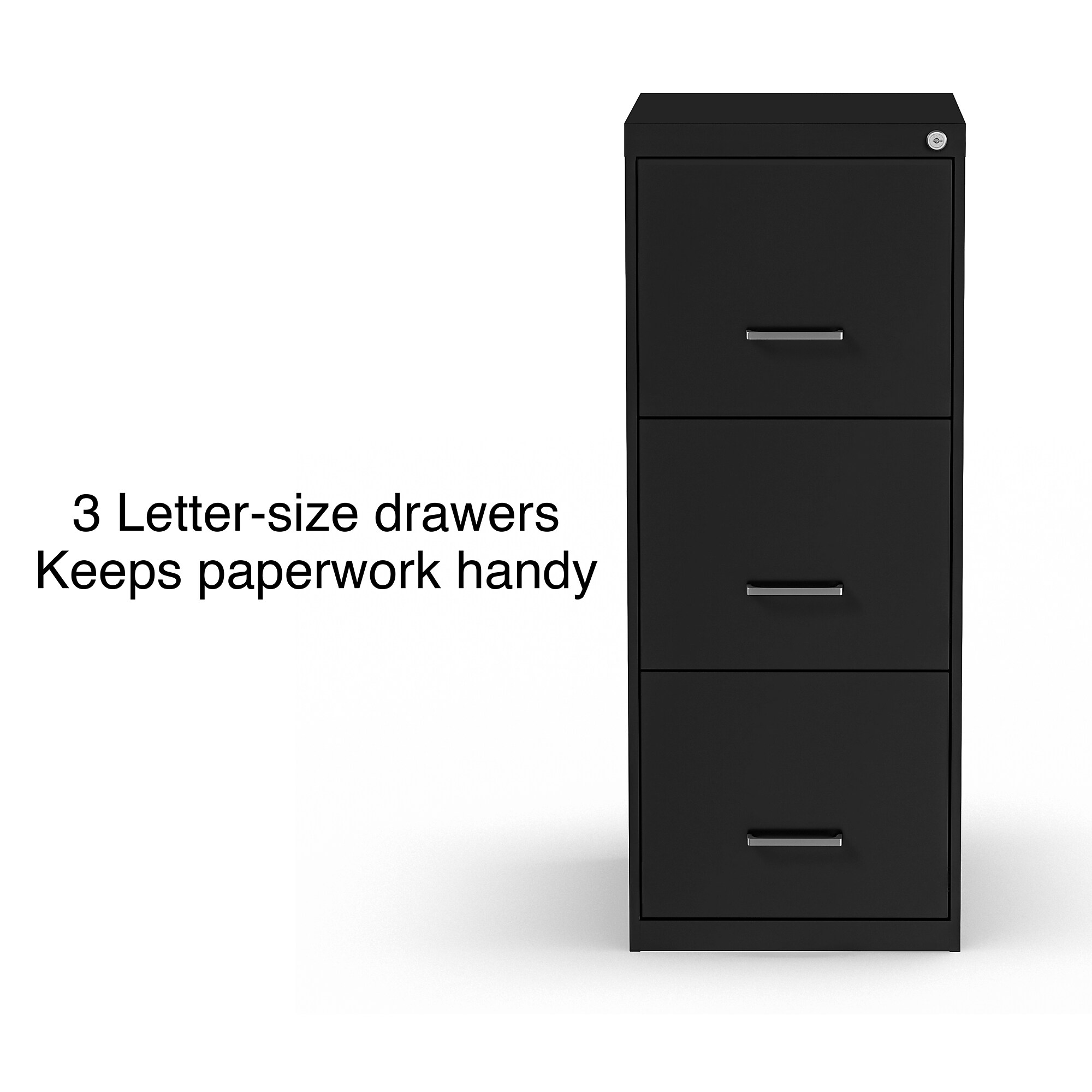 Staples 3-Drawer Vertical File Cabinet, Letter Size, Lockable, 34.9″H x 14.3″W x 18.9″D, Black (-ST62799) Sansujyuku sansujyuku.com