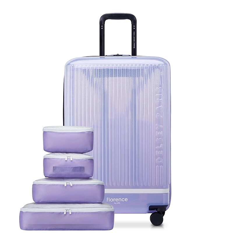 Delsey x Florence by Mills Gotta Glow 28" Hardside Suitcase, 4-Wheeled Spinner, Translucent Purple (F4398183088M9) image 1