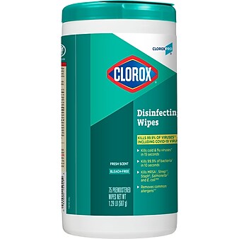 Clorox Disinfecting Wipes, Fresh Scent Scent, 75 Wipes/Container, 75/Pack (15949)
