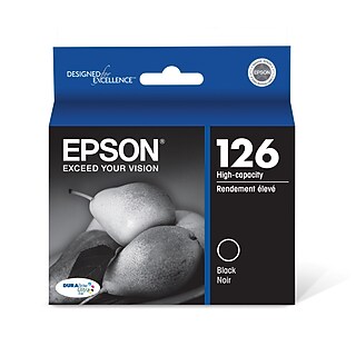 Epson T126 Black High Yield Ink Cartridge, 2/Pack (T126120-D2