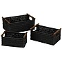 Household Essentials 3-Piece Decorative Woven Basket Set, Paper Rope/Wood/Metal, Black (HHML-7052)~#|#~7E2517E0-BF28-4740-94E0D1E542465666_sc7