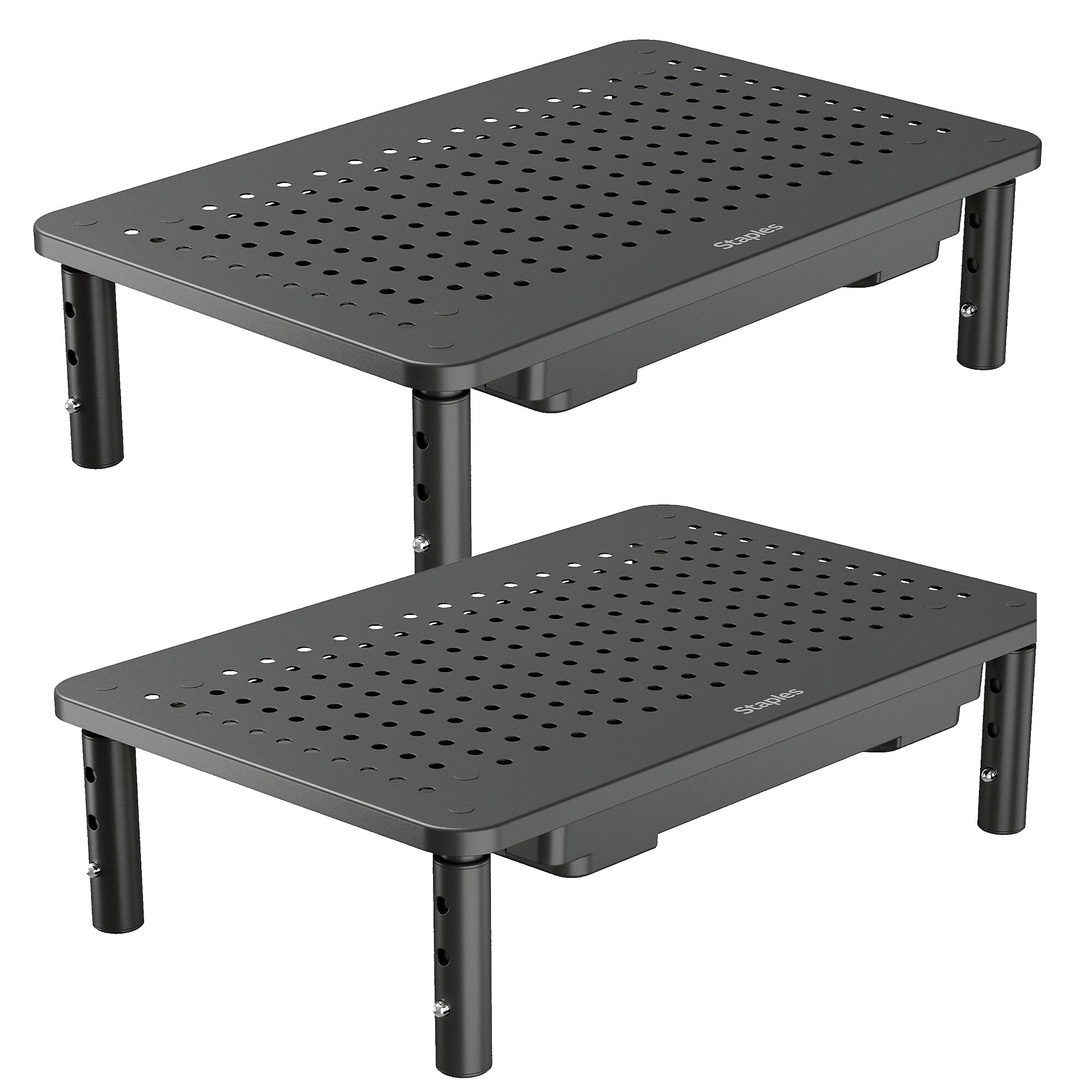 Staples TECH Adjustable Monitor Stand with Drawer, Black, 2/Pack (ST62819-CC-VB) Simolary simolary.com