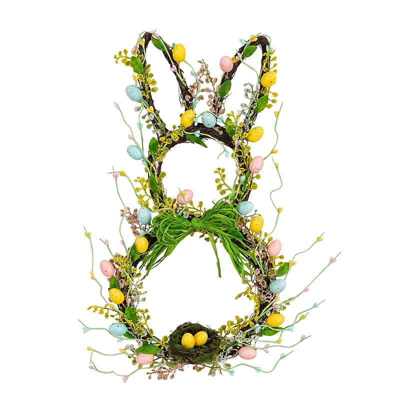Nearly Natural 22-in Artificial Easter Bunny Shaped Wreath (W1411) image 1