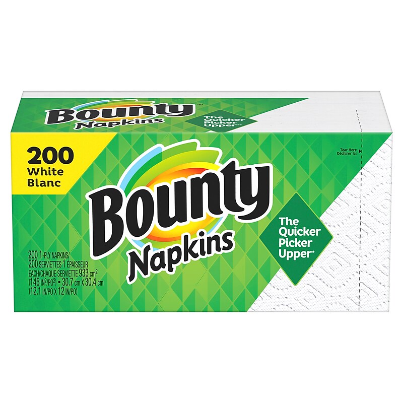 Bounty Quilted Napkin, 1-ply, White, 200 Napkins/Pack (34885.) image 1