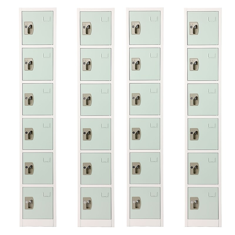 AdirOffice 72" 6-Tier Misty Green Storage Locker, 4/Pack (ADI629-206-MGRN-PKG-4) image 1