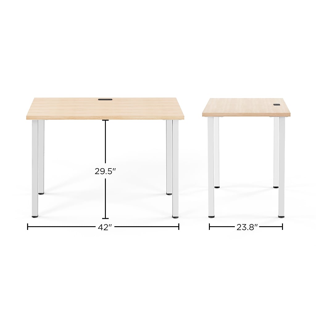 Diagram showing desk dimensions: 42 inches wide, 29.5 inches tall, 23.8 inches deep
