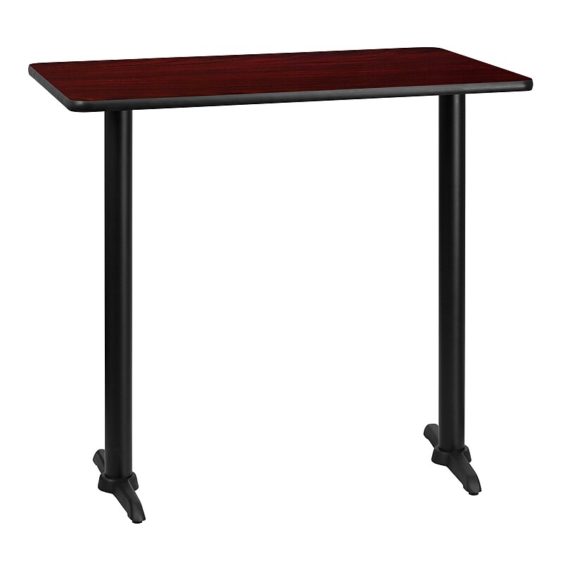 Flash Furniture Laminate Table Top with 5" x 22" Bar-Height Table Bases, 30" x 42", Mahogany (XUMA3042T0522B) image 1