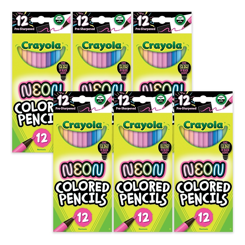 Crayola Neon Colored Pencils, Assorted Colors, 12/Pack, 6 Packs/Bundle (BIN682119-6) image 1