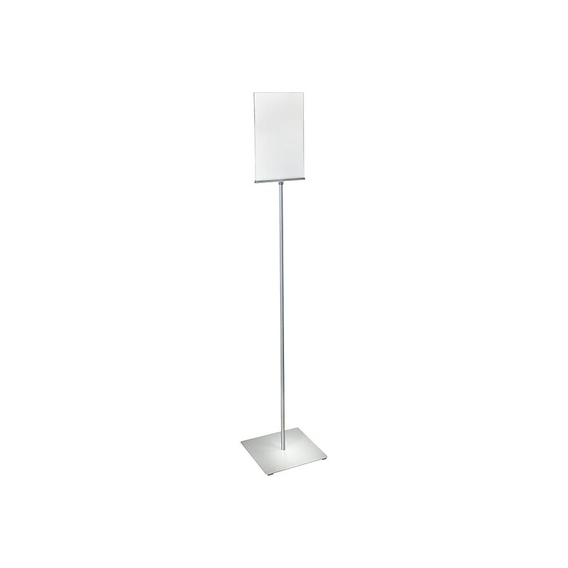 Azar Sign Holder, 8.5" x 14", Vertical, Freestanding, Clear/Silver Acrylic (300866) image 1
