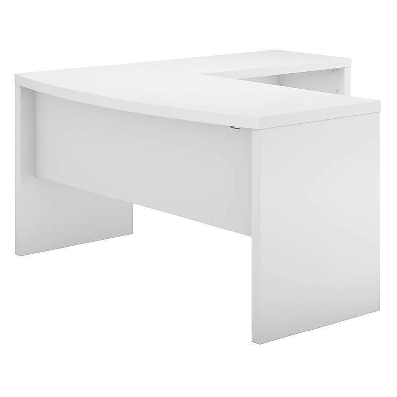 Bush Business Furniture Echo 60"W L Shaped Bow Front Desk, Pure White (ECH025PW) image 1