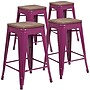 Flash Furniture Shania Industrial Metal Counter Height Stool without Back, Purple, 4-Pieces/Pack (4ETBT350324PURW)~#|#~7E79C507-9BF2-4365-82B58219294C7F4B_sc7