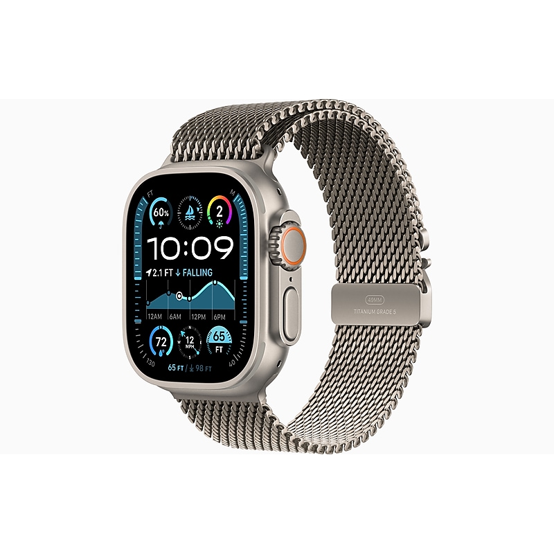 Apple Watch Ultra 2, GPS + Cellular, 49mm, Natural Titanium Case, Natural Milanese Loop (MX5T3LW/A) image 1