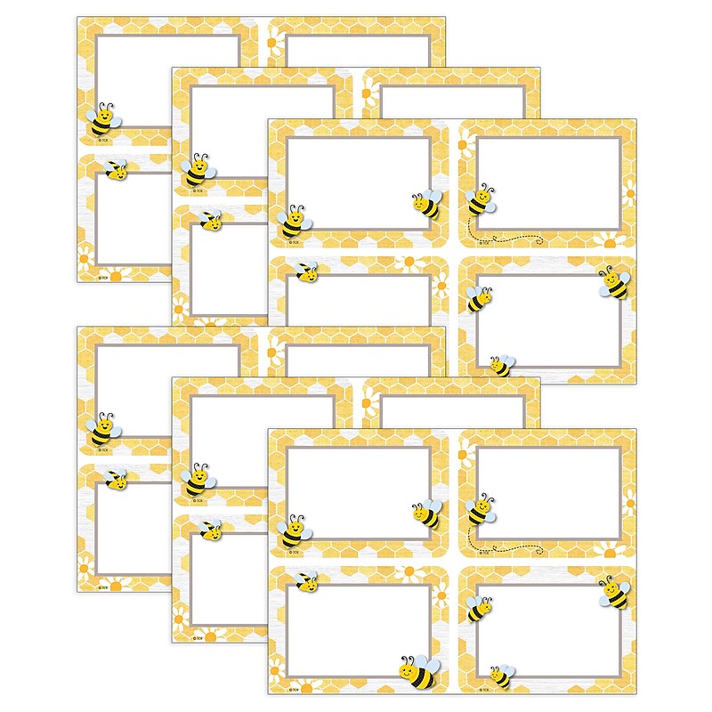 Teacher Created Resources Buzzing Bees Name Tags/School Name Tags, 3.5" x 2.5", 36/Pack, 6 Packs/Bundle (TCR6910-6) image 1