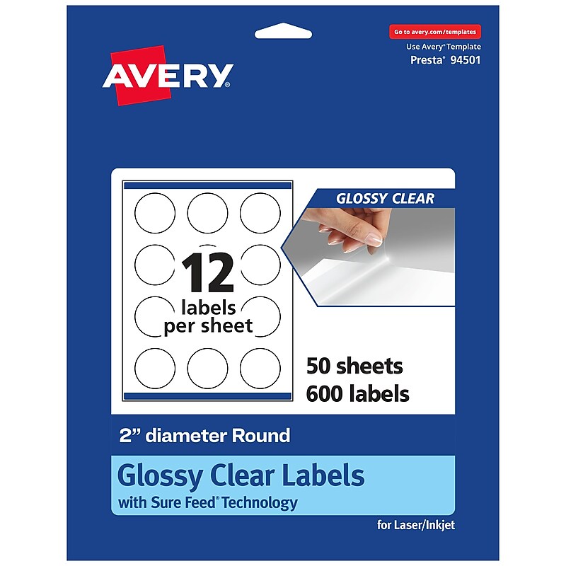 Avery Laser/Inkjet Round Multipurpose Labels, 2" Dia., 600 Labels/Box (94501) image 1