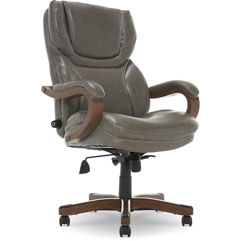 Serta Big and Tall Ergonomic Bonded Leather Executive Big & Tall Chair, 350 lb. Capacity, Gray (43506C) image 1