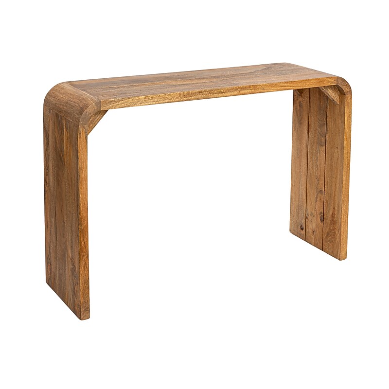 Storied Home Modern Waterfall Edge Mango Wood Console Table, Natural (EC1720) image 1