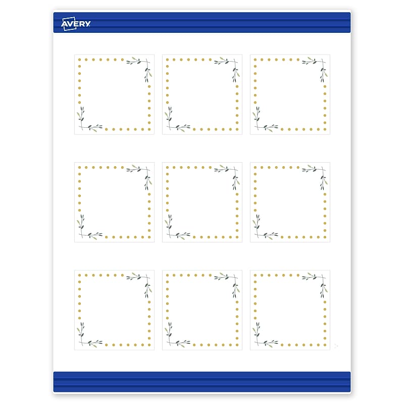 Avery Gold Dots with Green Florals Matte Blank Card, White, 90/Pack (S00-DNA) image 1